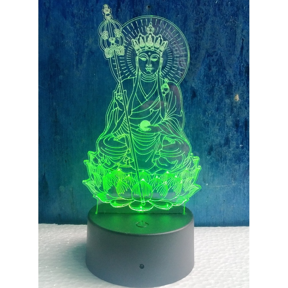 Đèn thờ phật, đèn ngủ 3d Địa Tạng Vương Bồ Tát  16 màu .khắc hình theo yêu cầu .