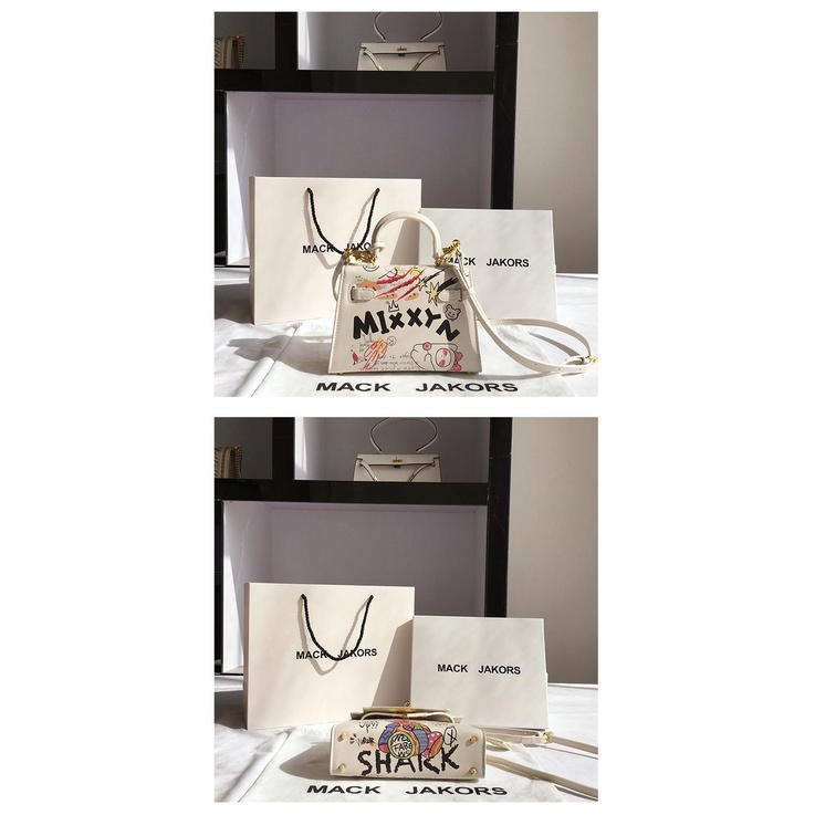 Túi Da Đeo Chéo Mini Chuwanglin Hình Gấu Graffiti Thời Trang Cho Nữ