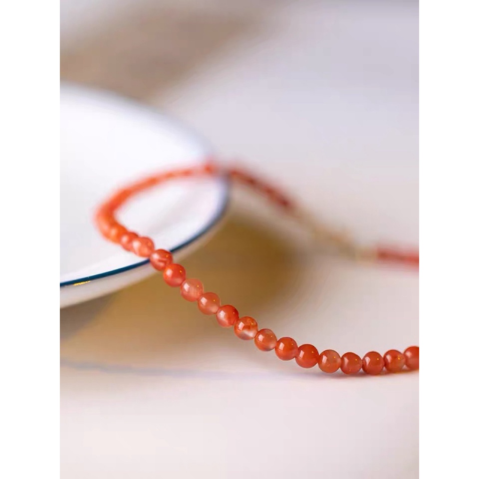 [Hàng Mới] Vòng Tay Đá Mã Não Đỏ Phong Cách Retro