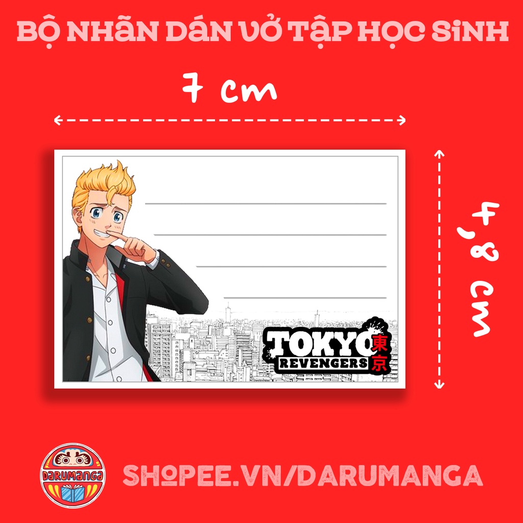 BỘ 16 NHÃN VỞ TOKYO REVENGERS - KỊCH TRƯỜNG CỦA TAKEMICHI - NHÃN VỞ TẬP HỌC SINH ANIME MANGA