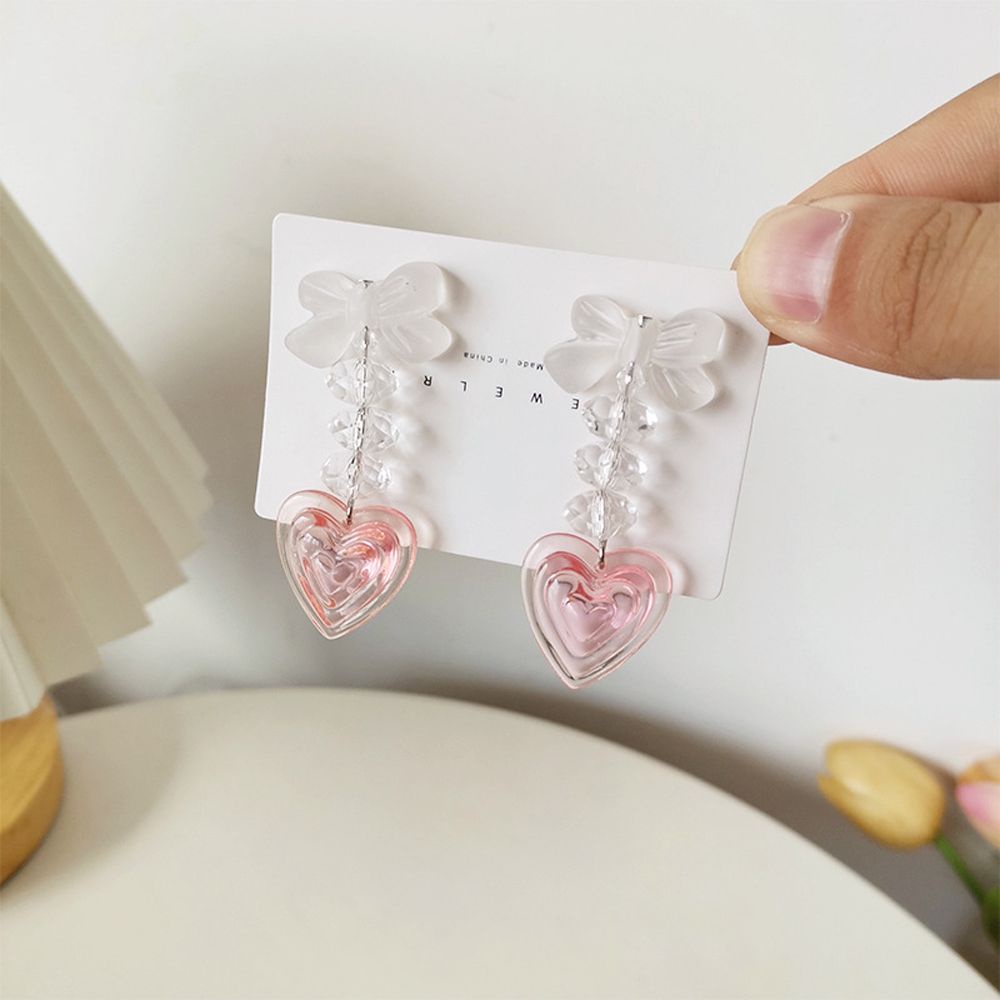 Khuyên tai thả tua rua đính nơ Y2K phong cách Harajuku Hàn Quốc cho nữ