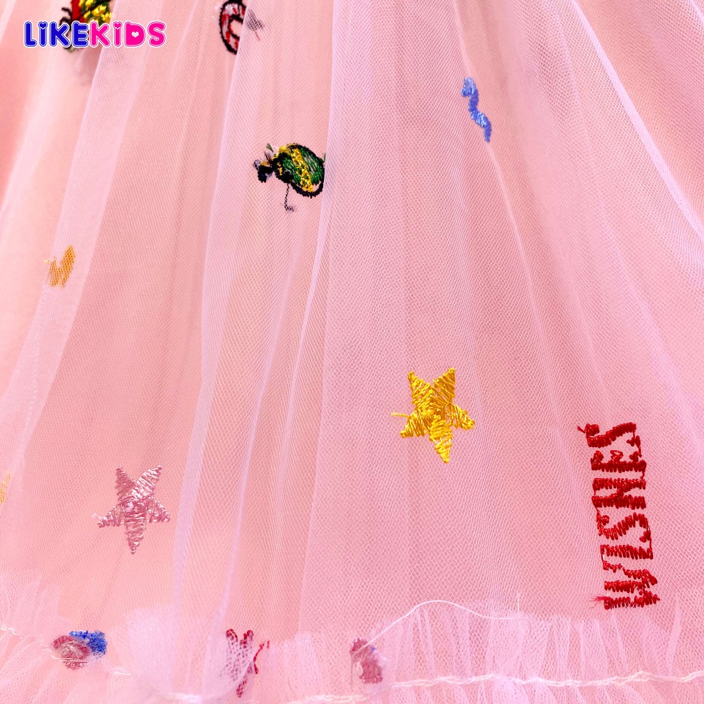 Đầm công chúa , váy bé gái họa tiết bong bóng thêu cho bé gái từ 10 đến 35Kg Likekids