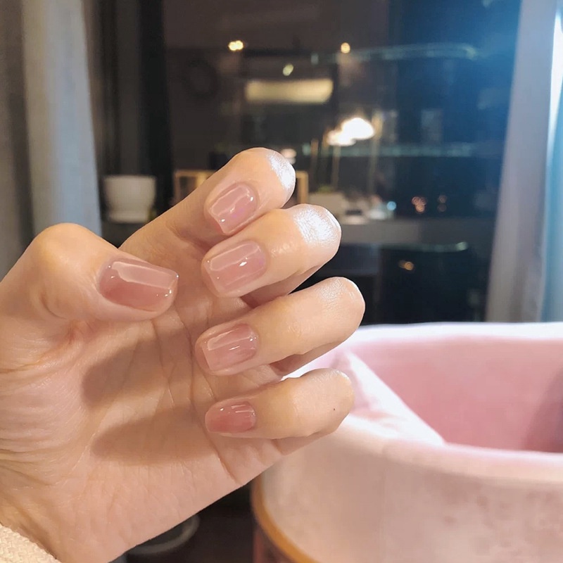 Bộ 24 Móng Tay Giả Ngắn Màu nude Thời Trang