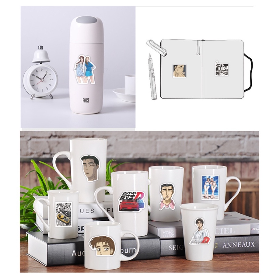 Bộ 50 Miếng Dán Trang Trí Xe Hơi/Xe Máy/Va Li Họa Tiết Graffiti Hoạt Hình Nhật Bản