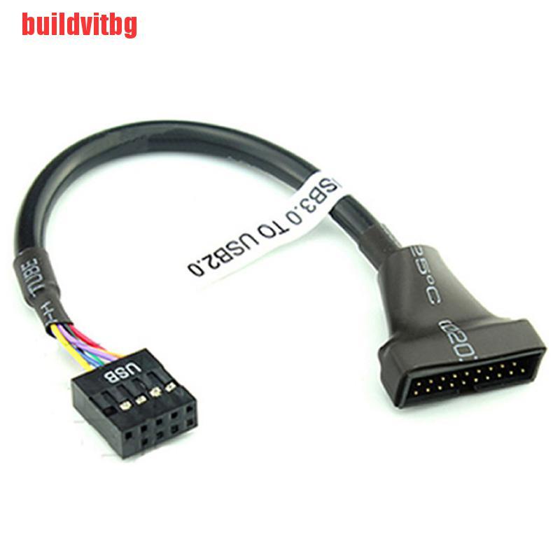 Dây Cáp Chuyển Đổi 19 / 20 Pin Usb 3.0 Female Sang 9 Pin Usb 2.0 Male Cho Bo Mạch Chủ Gvq