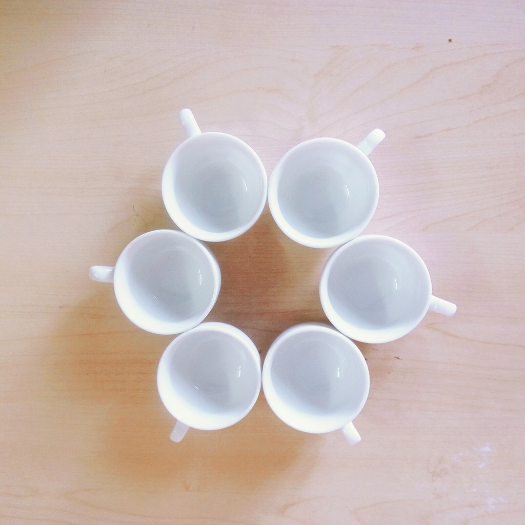 Bộ 6 chén  trà Bát Tràng, cỡ nhỡ có tai dung tích 50ml