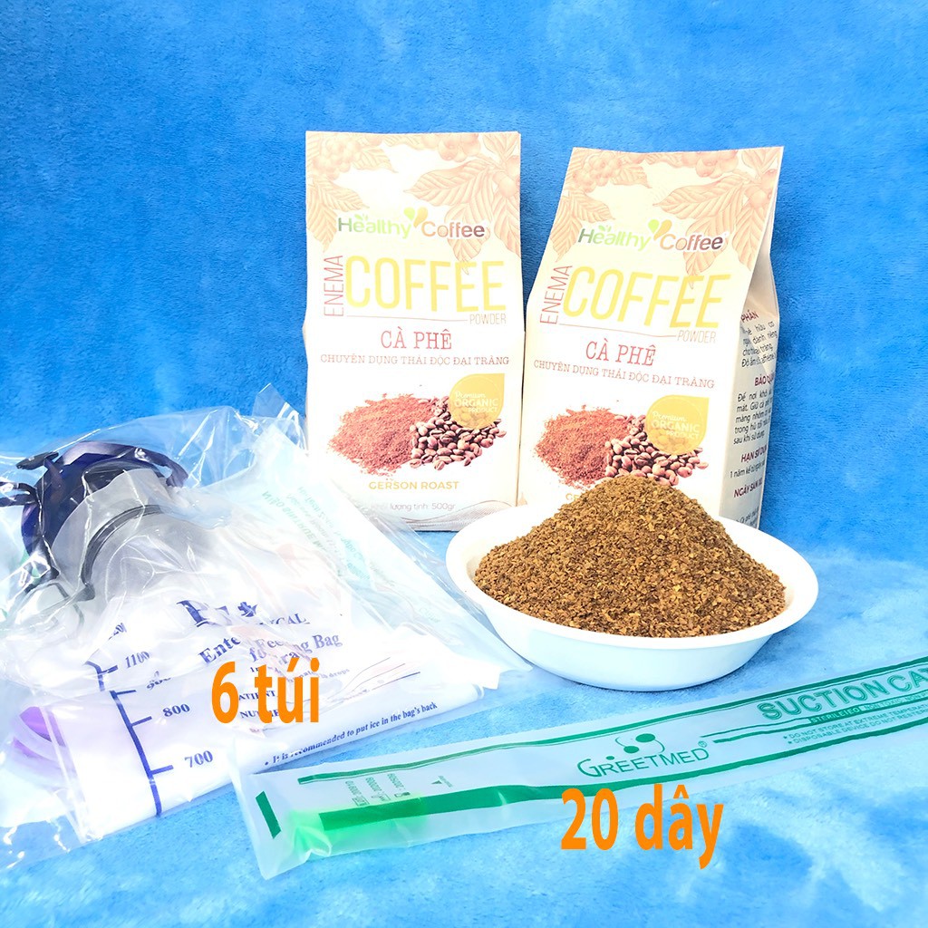 Combo cà phê hữu cơ Enema - Healthy Coffee 1kg + dụng cụ