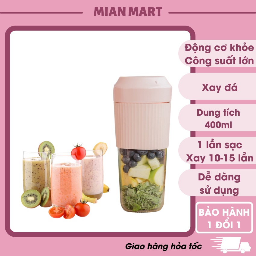 Máy xay sinh tố mini – máy xay cầm tay 2/4/6 lưỡi 400ML xay đá - MIAN MART