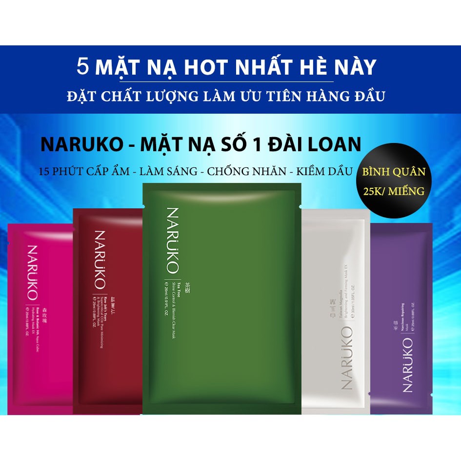 [Có sẵn] Miếng lẻ các loại mặt nạ Naruko bản Đài Loan (hàng chính hãng, có bill)