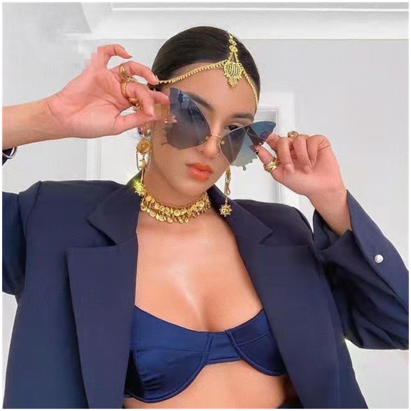 (YUZHU) Kính Mát Không Gọng Oversized Hình Bướm Nhiều Màu Sắc Phong Cách Phương Tây Thời Trang Cho Nữ