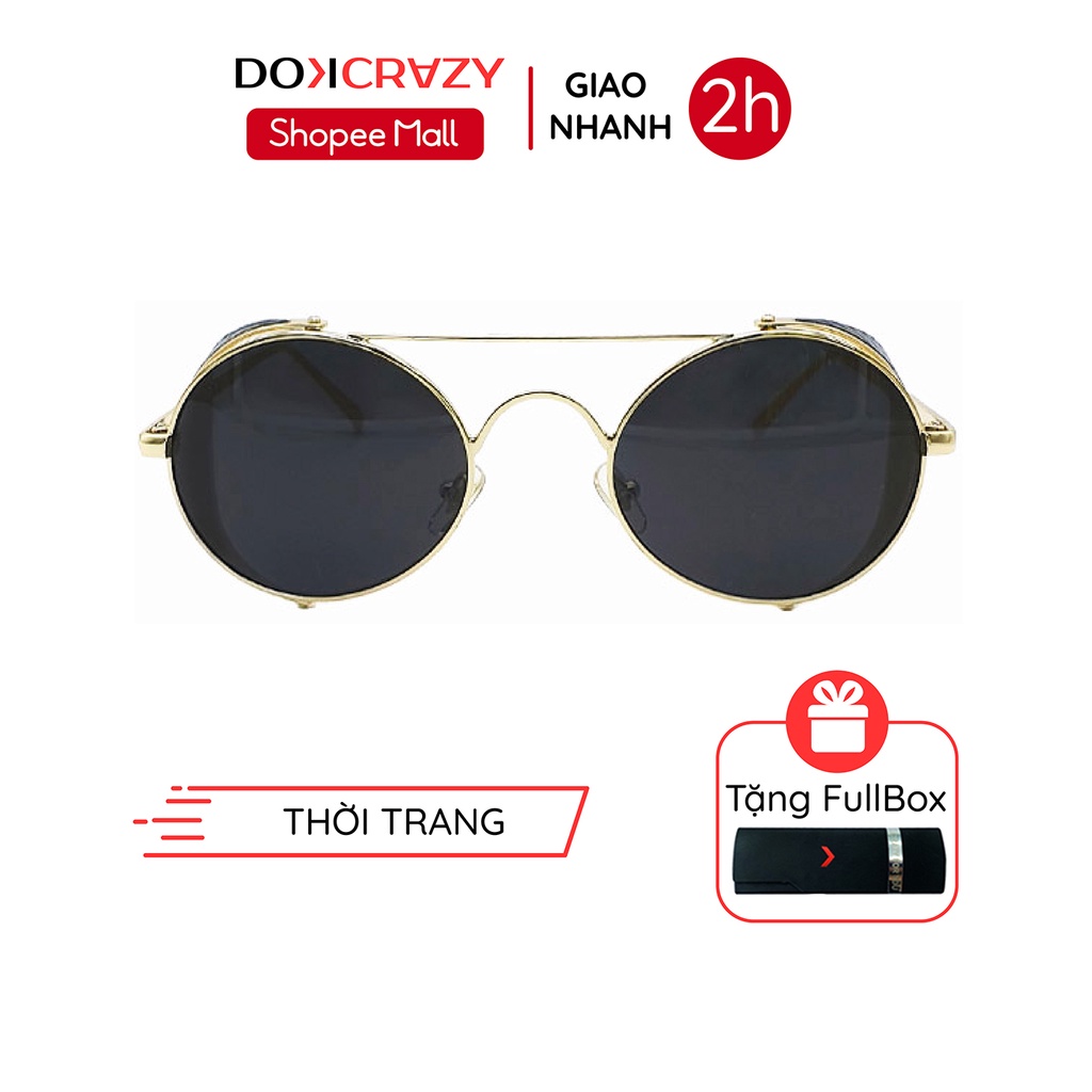 Kính mát DOKCRAZY dáng tròn phân cực phong cách retro chụp ảnh đường phố Âu Mỹ DRIP