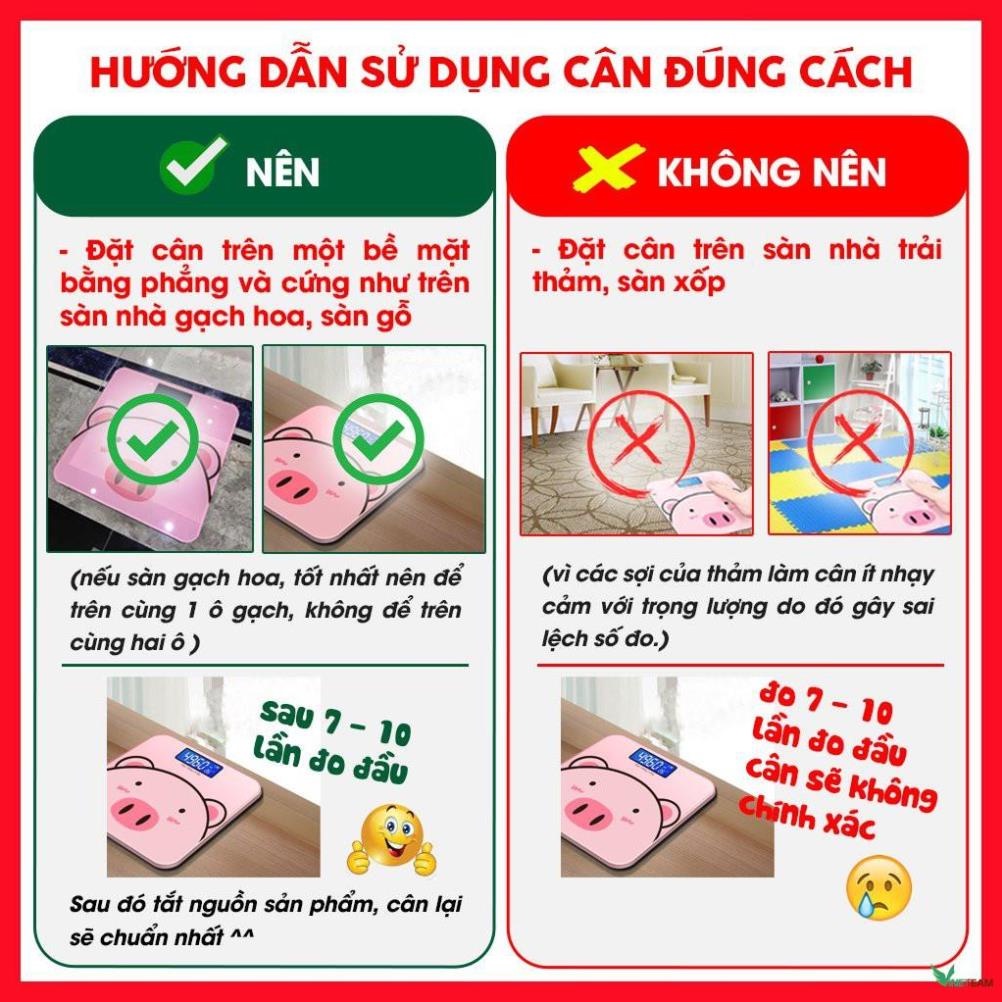 Cân điện tử sức khỏe hình heo có màn hình led kính cường lực theo dõi bảo hành 1 tháng