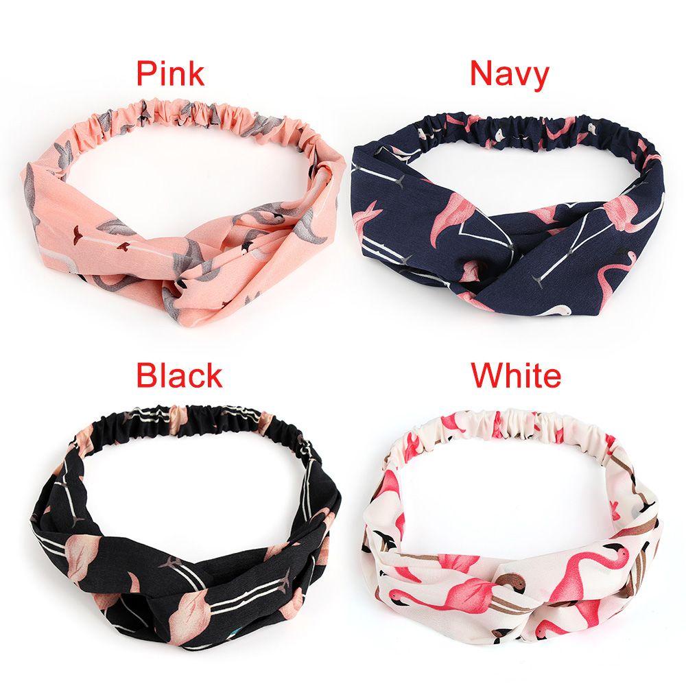 Băng Đô Turban Bản Rộng In Họa Tiết Chim Hồng Hạc Thời Trang Xuân Hè Cho Bé Gái