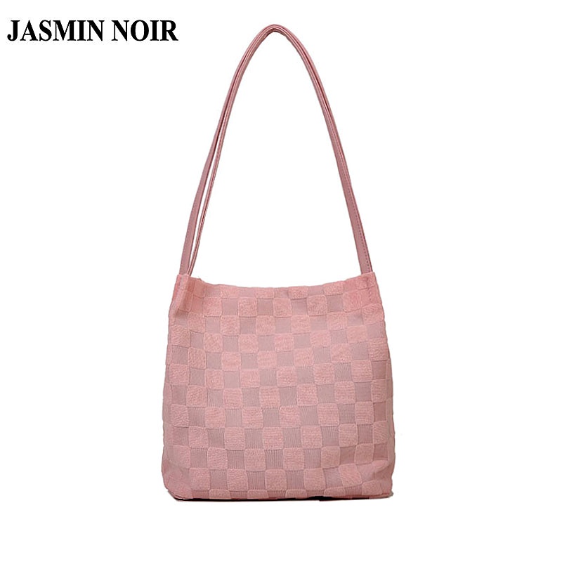 Túi xách JASMIN NOIR bằng nylon họa tiết sọc caro thời trang cho nữ