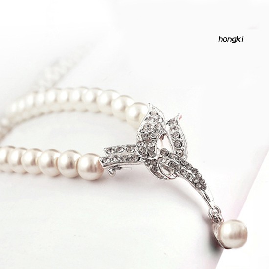 (Hàng Mới Về) Bộ vòng cổ + Bông Tai Đính Ngọc Trai Giả Thời Trang Cho Nữ