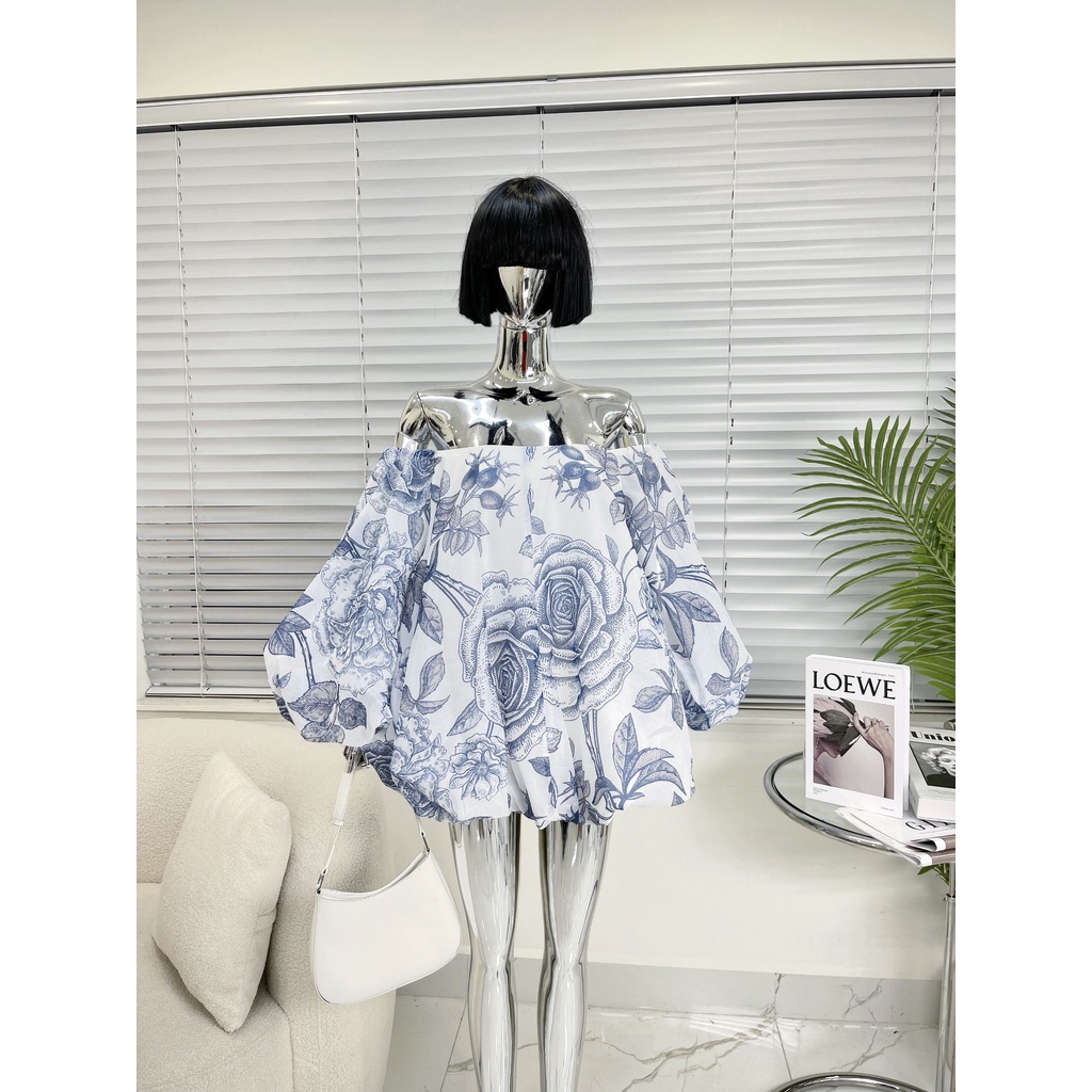 Váy trễ vai tay bồng ba màu-Kianvu