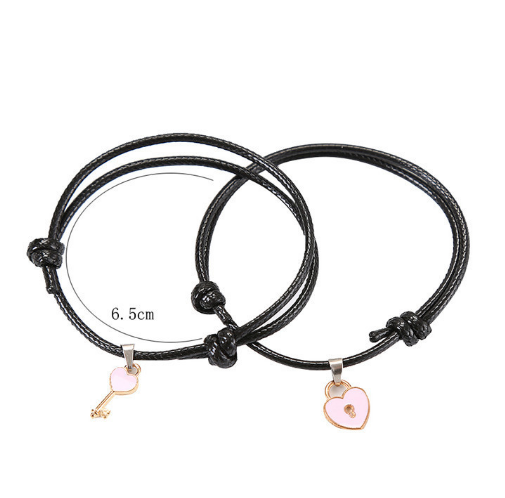 Vòng Tay Da Pu Mặt Ổ Khóa Và Chìa Khóa Cho Cặp Đôi