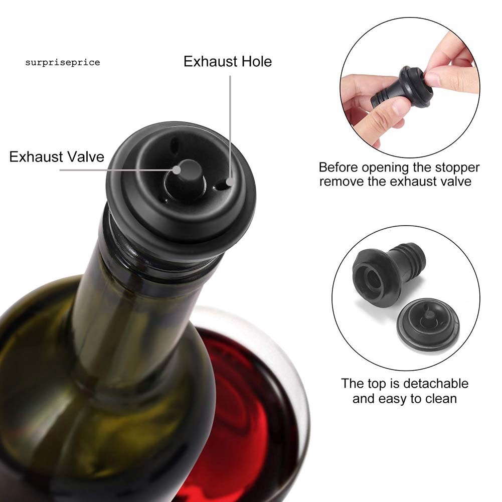 Máy Bơm Chân Không Bảo Quản Rượu Vang Kèm 6 Nút Chặn Bằng Silicone