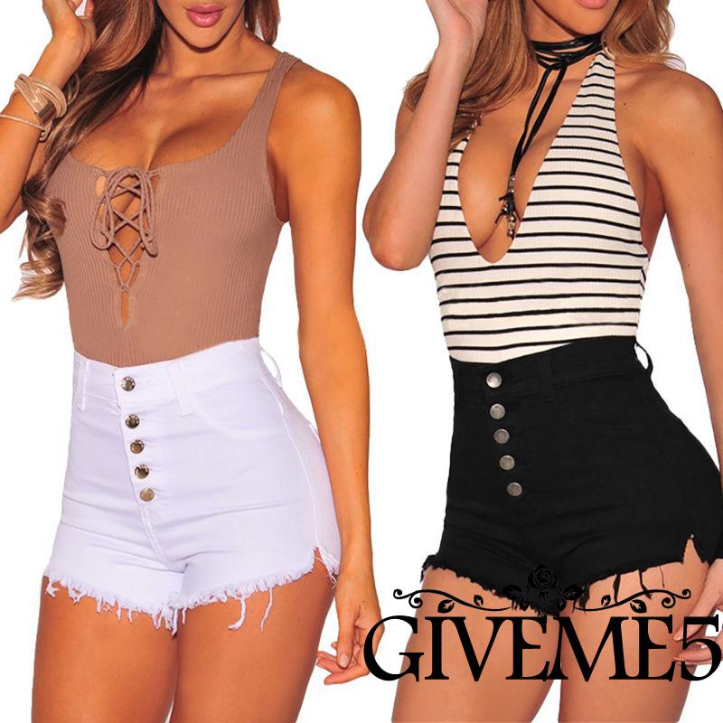 Quần jean ngắn lưng cao quyến rũ dành cho nữ