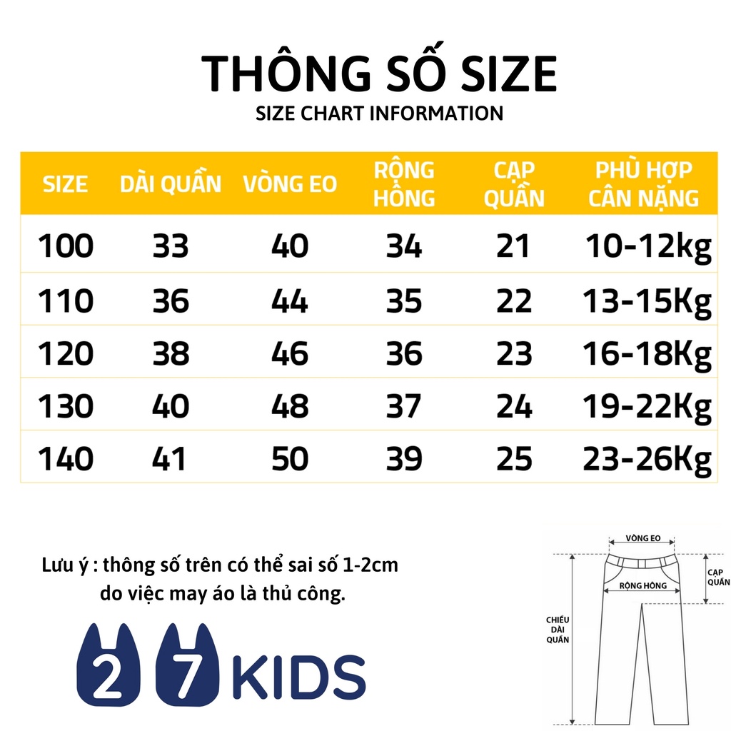 Quần short Kaki bé trai 27Kids WELLKIDS Quần đùi nam cho trẻ từ 2-10 tuổi BSKK2