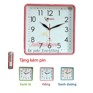 Đồng hồ treo tường trang trí kiểu đẹp hiện đai Master kim giật mặt vuông giá rẻ nhất HD14 (nhiều màu) - NQL-DHTT-HD14-Ho