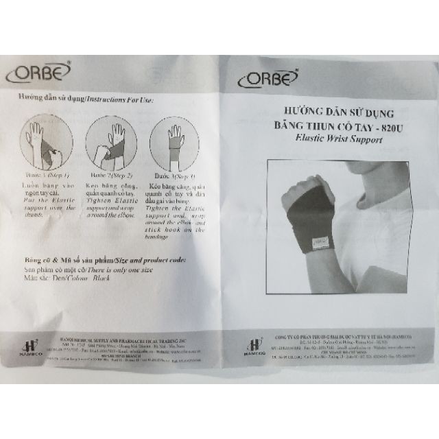 Băng thun ổn định cổ tay ORBE , cố định hạn chế vận động cổ tay.