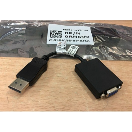 Cáp chuyển đổi chính hãng Original DELL DISPLAYPORT (DP) TO VGA ADAPTER 1920 x 1200 CABLE 0RN699 Length 17Cm