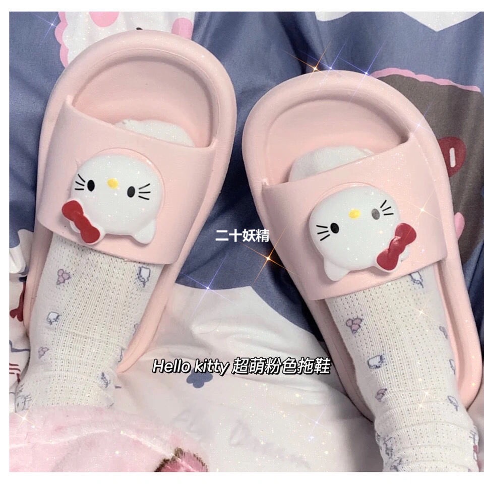 ✿soft girl’s essential Hello Kitty slippers, cute soft-soled girly summer sandals, daily non-slip one-word sandalsdép lê nữdép lê quai ngangdép lê bé traiDép lê