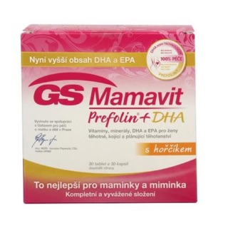 GS MAMAVIT Prefolin + DHA bổ sung calci và sắt cho phụ nữ mang thai và cho con bú