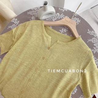 Áo len MONGTOGHI cộc tay cúc dọc