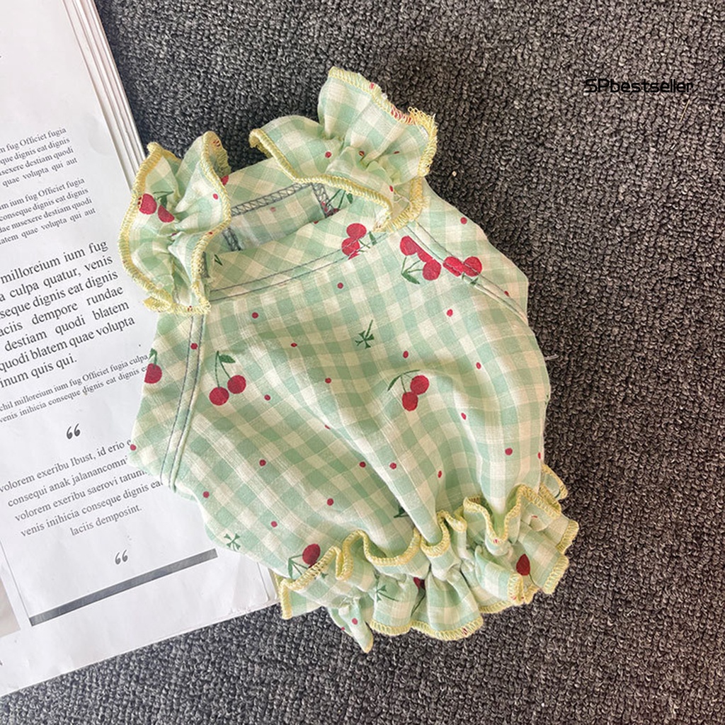 Áo thun cotton in họa tiết trái cây hai chân phối bèo thời trang mùa hè cho thú cưng