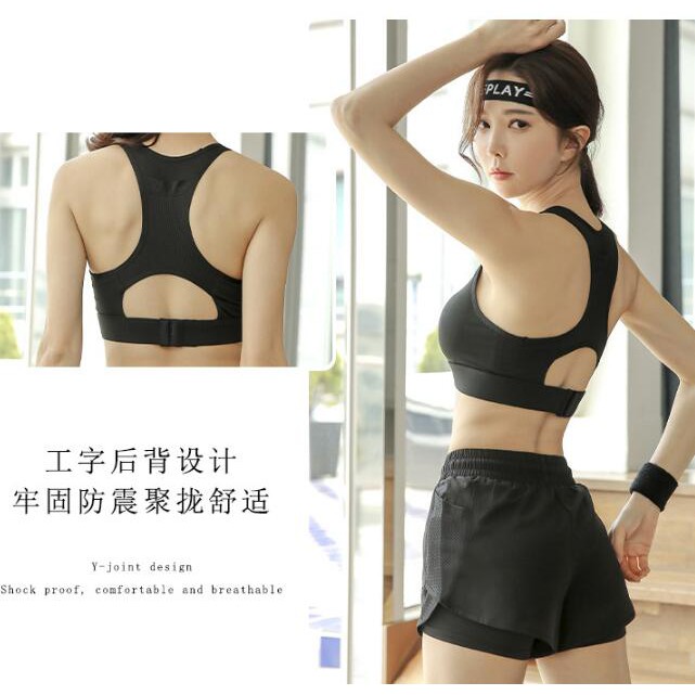 Bộ Trang Phục Thể Thao 3 Món Short + Áo Thun Tay Ngắn + Áo Ngực Thể Thao