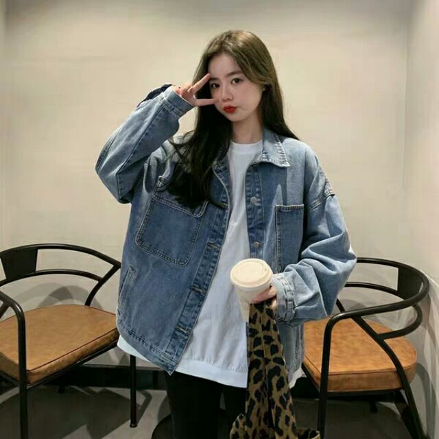 áo khoác denim jeans phong cách uzllang cho nữ kèm ảnh thật