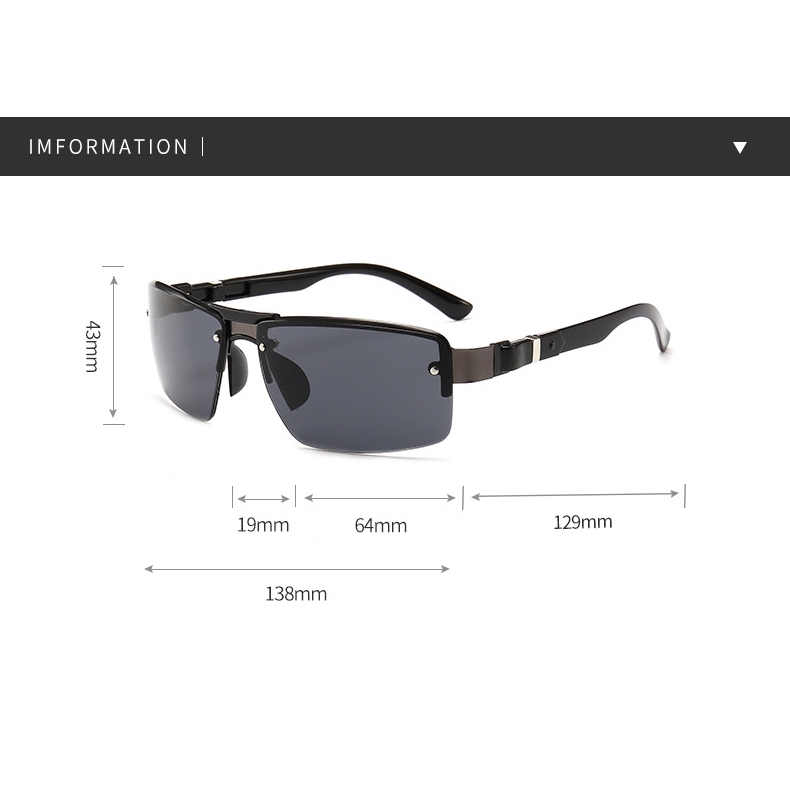 Kính mát không viền kim loại phong cách retro cho nam