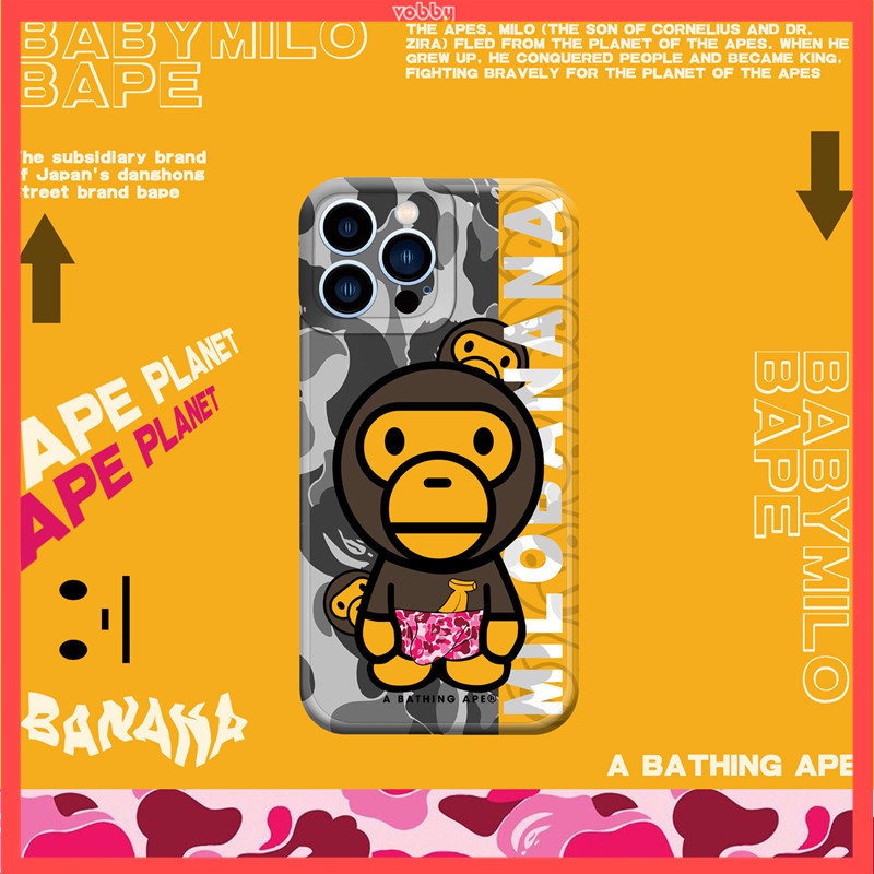 BAPE Ốp Điện Thoại IMD Mềm Họa Tiết Khỉ Rằn Ri Hoạt Hình Dễ Thương Cho IPhone13 12 11 MAX X/XS XR XSMAX 7P/8P