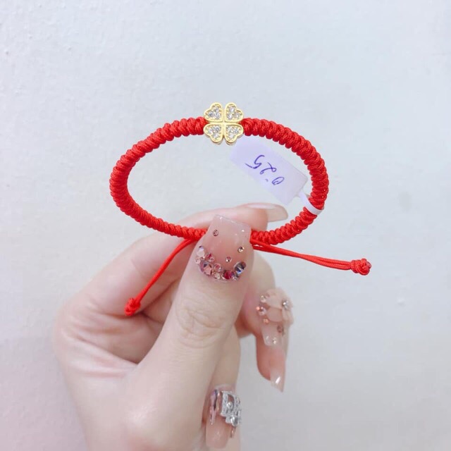 Charm cỏ bốn lá đính đá Au 10k