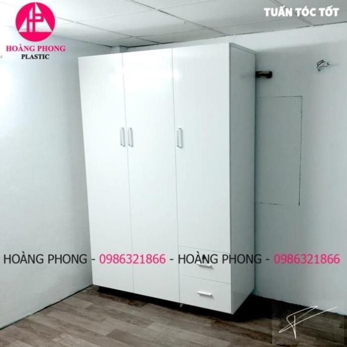 Tủ quần áo 3 cánh 1m22 x 1m85 màu trắng Cao cấp bảo hành 2 năm Miễn phí vận chuyển