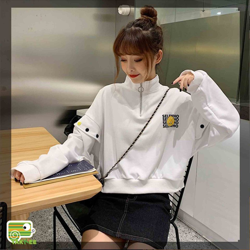 ÁO NỈ THUN ÁO THU ĐÔNG CỔ KHÓA PHONG CÁCH HÀN QUỐC