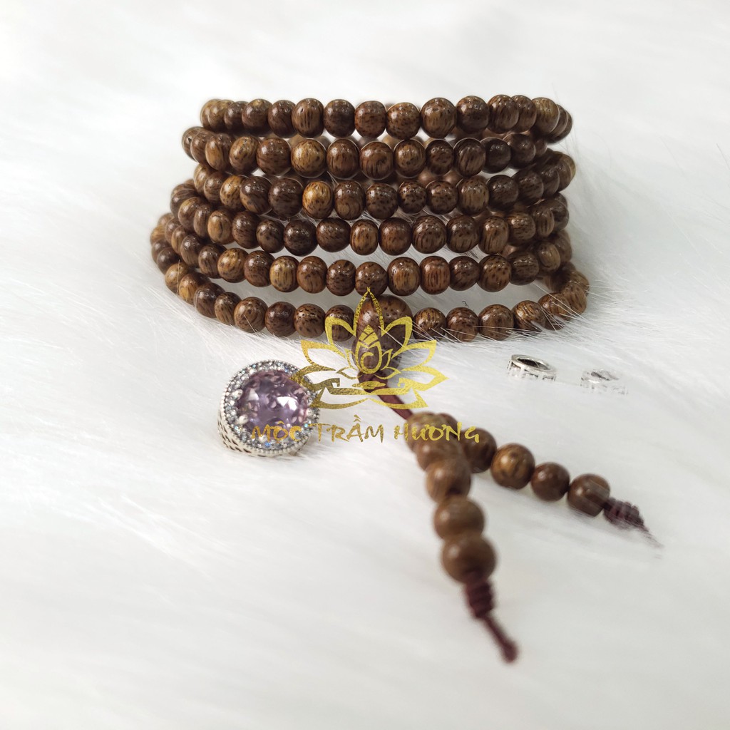 Vòng Tay Trầm Hương MTH JEWELRY 216 Hạt 4mm MIX Charm Bạc S925 (Hồng Trà) - Chính Hãng