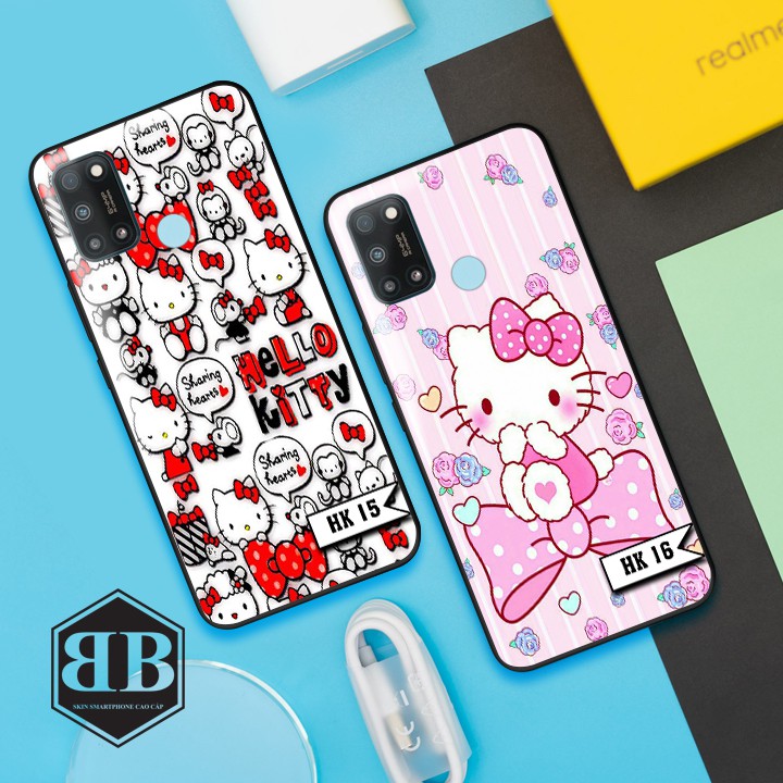 Ốp lưng kính cường lực Realme 7i hình hello kitty