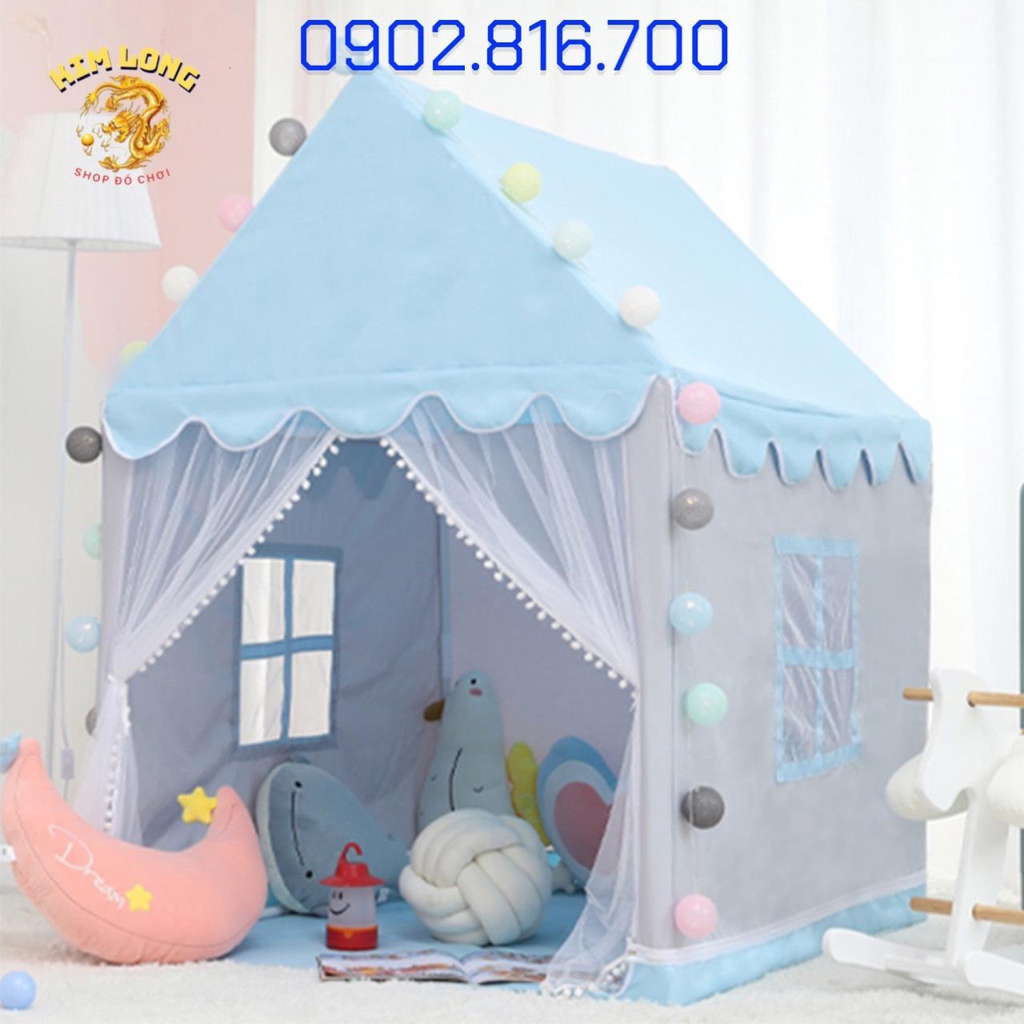 Lều công chúa có rèm chống muỗi hình lâu đài màu hồng màu xanh phong cách Hàn Quốc cho bé gái và bé trai