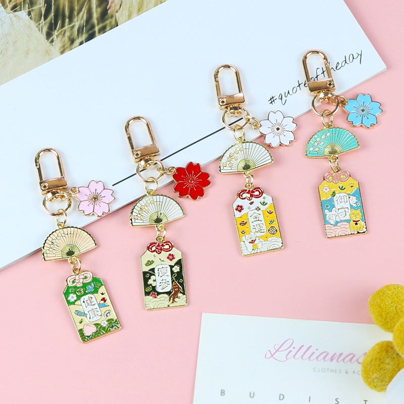 Móc khóa gắn phụ kiện trang trí hình hoa anh đào phong cách Nhật Bản