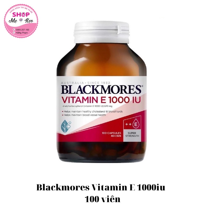Viên uống bổ sung Vitamin E Blackmores 1000iu 30 viên - 100 viên, giúp đẹp da chống lão hoá da và bổ tim mạch