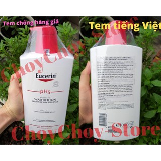 [CHÍNH HÃNG CÓ TEM] (Date 2023) Sữa tắm Eucerin pH5 Washlotion 1000ml (có mùi, nắp đỏ)