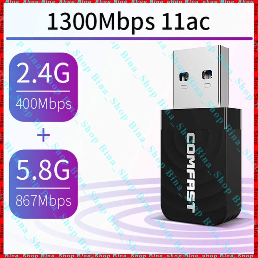 USB Thu Sóng Wifi Comfast CF-812AC 1300Mbps 2.4Ghz|5Ghz