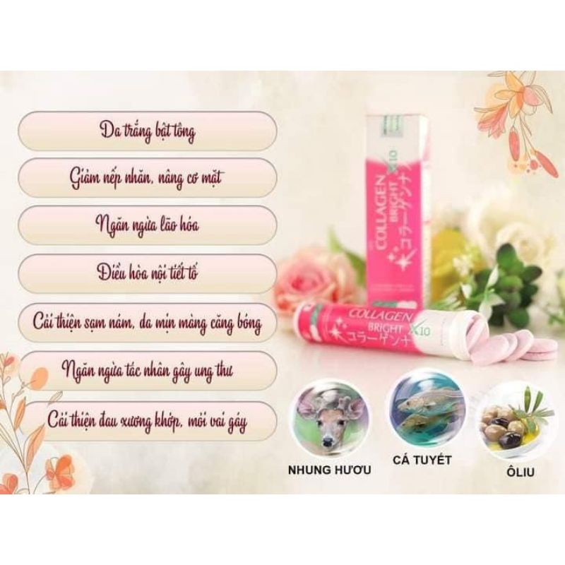 Viên Sủi Collagen Trắng Da, Giảm Nám, Tàn Nhang