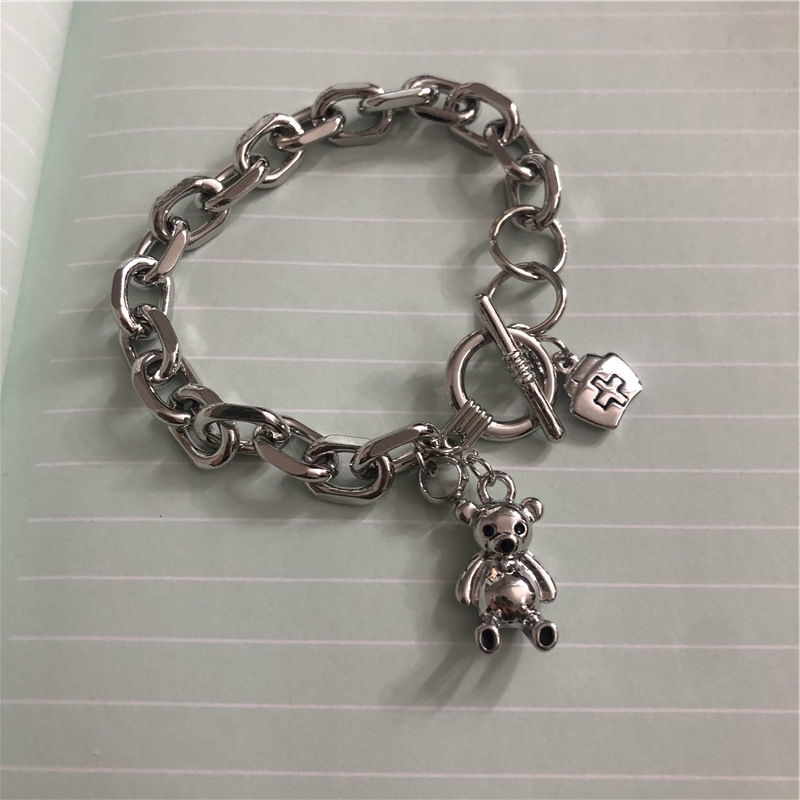 Vòng Tay Gắn Mặt Hình Gấu Cá Tính Phong Cách Hip-Hop