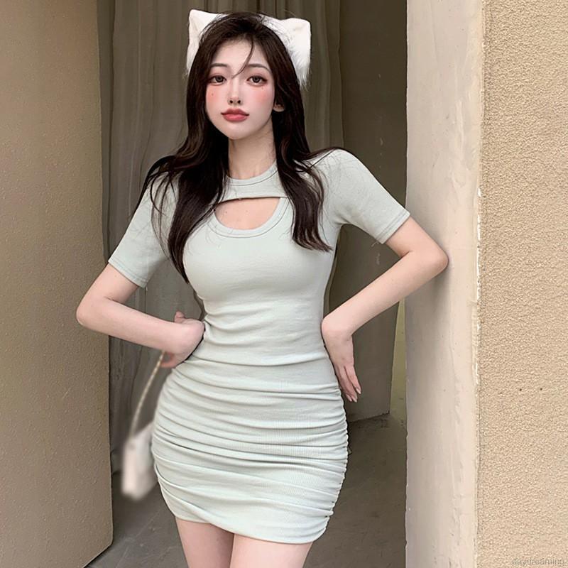 Đầm Tay Ngắn Dáng Ôm Thời Trang Mùa Hè Dễ Phối Đồ Cho Nữ