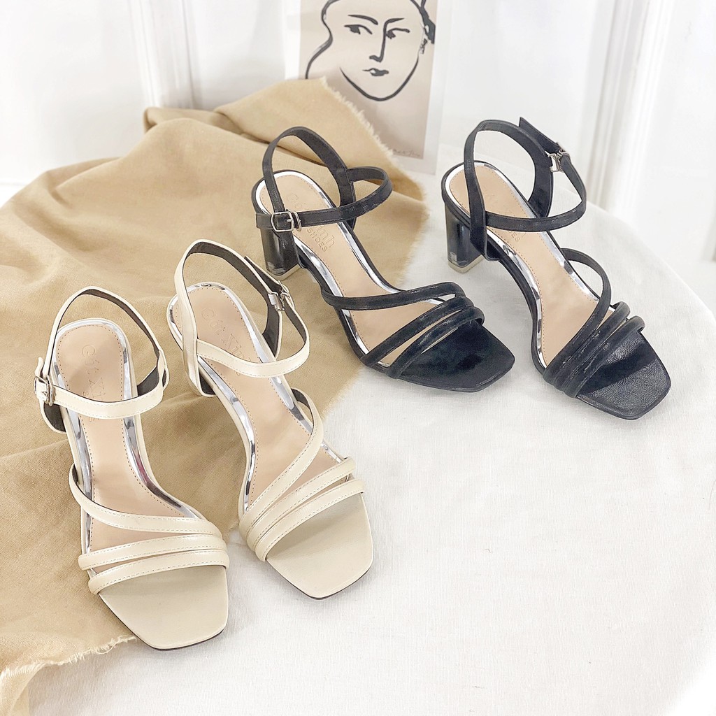 Sandal cao gót GÓT XINH GX343 đế cao 5cm da mềm đế trụ vuông
