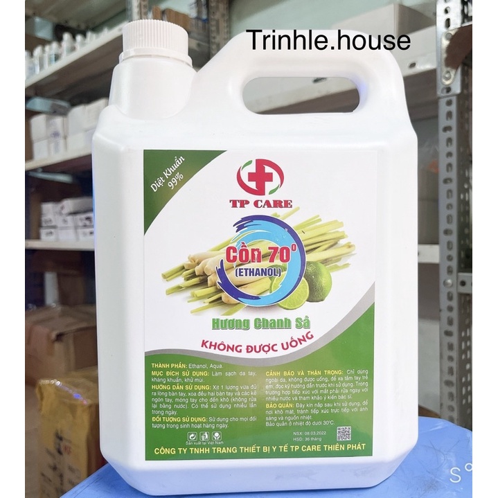 Can Cồn y tế 70 độ 5 lít- bình cồn 90 độ Vip 77- TP Care hương chanh sả sát khuẩn- tân bình